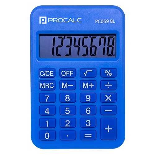 CALCULADORA DE BOLSO 8 DIG PC059BL AZUL PROCALC