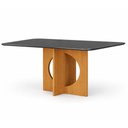 Ver imagem 1 de Mesa de Jantar Lorena Plus 120x80 Canto Copo com Vidro Cinamomo Chumbo - Leifer