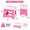 Ver imagem 3 de Banqueta Dobrável Infantil com Alca Plástico Portátil Rosa Yeet