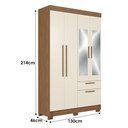Ver imagem 2 de Guarda Roupa Solteiro 4P Londrina com Espelho e Cômoda Marabá com Espelho Jatobá Areia Acetinado