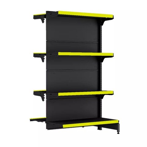 Gondola Centro 137 Fit Continuação Preto 8 Bandeja Pe Amarelo