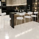 Ver imagem 2 de Kit 04 Banquetas Baixa Cozinha Sala Jantar Bancada Milão Arena L02 Bouclê Cru - lyam decor