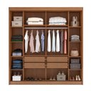 Ver imagem 5 de Guarda Roupa Casal 2 Portas 4 Gavetas 100% MDF com Espelho Trieste Marrom/Cumaru/Fendi