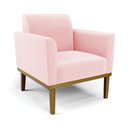 Ver imagem 6 de Conjunto Poltrona e Namoradeira Decorativa Isabella Pés Fixo em Madeira Castanho Suede Rosa Bebê G19