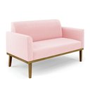 Ver imagem 7 de Conjunto Poltrona e Namoradeira Decorativa Isabella Pés Fixo em Madeira Castanho Suede Rosa Bebê G19