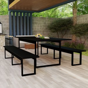 Conjunto com Banco e Mesa para Area Goumet e Cozinha:preto
