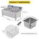 Ver imagem 6 de Takywep Fritadeira Elétrica Comercial de 22l com Tanque Duplo e Cestos (73 Cm X 52 Cm X 36,5 Cm)