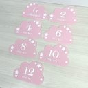Ver imagem 6 de Kit Mesversário Placa Boas Vindas Acrílico Bebê Decorar Foto Menina Plaquinha Decoração Nuvem Rosa
