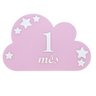 Kit Mesversário Placa Boas Vindas Acrílico Bebê Decorar Foto Menina Plaquinha Decoração Nuvem Rosa - 4
