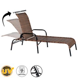 Espreguiçadeira Catar Esteira em Fibra Sintética com 7 Regulagens para Terraço, Sacada, Quintal - Ar - 2