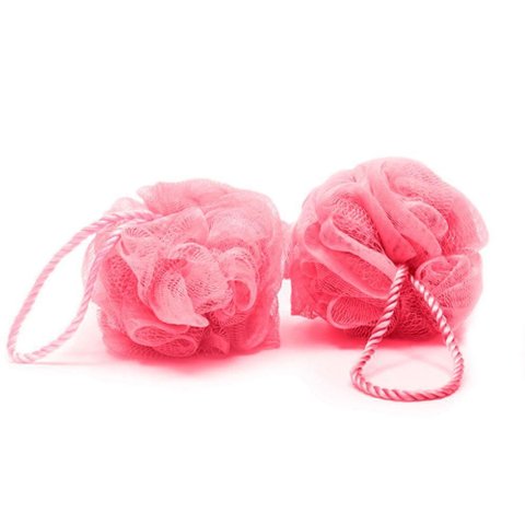 Esponja de Banho Buettner Pote C/ 2 Unidades C/ Cordão Nylon Rosa