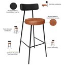 Ver imagem 4 de Kit 02 Banquetas Alta Bar Cozinha Sala De Jantar Milão L02 Couríssimo Preto Camel - Lyam Decor