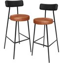 Ver imagem 1 de Kit 02 Banquetas Alta Bar Cozinha Sala De Jantar Milão L02 Couríssimo Preto Camel - Lyam Decor