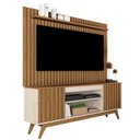 Ver imagem 2 de Rack com Painel Ripado para TV até 65 Polegadas MDF 166cmx203cm Pés em Madeira Maciça Malibu Classic Wood Marrom Off White/Freijó