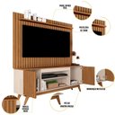 Ver imagem 6 de Rack com Painel Ripado para TV até 65 Polegadas MDF 166cmx203cm Pés em Madeira Maciça Malibu Classic Wood Marrom Off White/Freijó
