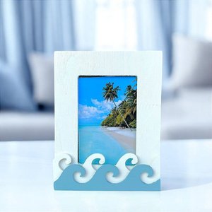 Porta Retrato Ondas Branco para Fotos 10x15cm