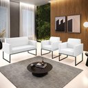 Ver imagem 7 de Sofá Namoradeira com 2 Poltronas Base Industrial Preto Marisa Corano Branco D03 - D'Rossi