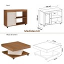 Ver imagem 7 de Conjunto Sala de Estar Sampa Rack 42" Mesa de Centro e Mesa de Apoio Lateral
