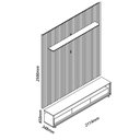 Ver imagem 3 de Rack com Painel Ripado com Led e Rodizios Nobre 2.3 Castanho com Off White - Gelius Móveis