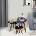 Ver imagem 4 de Kit Trio Jogo de Mesinhas Lateral Sala Pé Palito Retro Tampo Orgânico