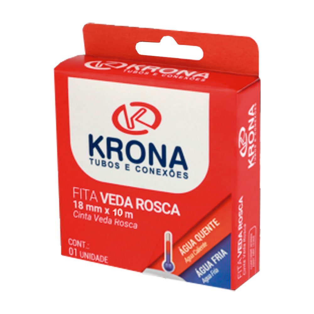 Fita Veda Rosca 18mm x 10m Caixa com 60 Unidades Krona - 1