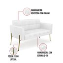 Ver imagem 3 de Sofá Namoradeira e Poltrona Base Pé de Ferro Dourado Elisa Corano D03 - D'Rossi Cor Branco