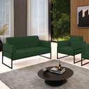 Ver imagem 7 de Sofá Namoradeira com Poltrona Base Industrial Alta Preto Marisa Veludo D03 - D\'rossi Cor Verde