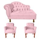 Ver imagem 1 de Jogo Divã + 2 Poltronas P Consultório e Clínica Psicanálise:rosa Bebe