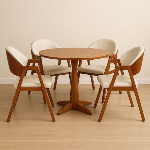 Kit 4 Cadeiras Luiza Sala de Jantar com Braço Madeira Maciça Movellu Home