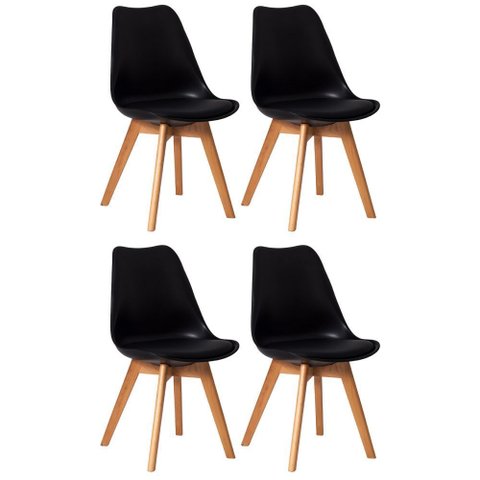 Kit 4 Cadeiras Polipropileno Sala de Jantar Eames Eiffel Preta