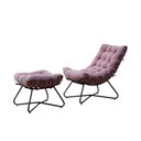 Ver imagem 1 de Poltrona Costela com Puff Eva Preto - Suede Rose Jotabe Mov