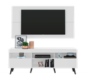 Ver imagem 2 de Rack Retrô com Painel e Suporte para Tv até 65" Multimóveis Flórida Fg3134 Branco/preto