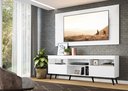 Ver mais imagens de Rack Retrô com Painel e Suporte para Tv até 65" Multimóveis Flórida Fg3134 Branco/preto