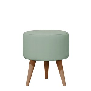 Banqueta Redonda Suede Verde Menta Puff Estofado Pé Palito Resistente Puf Decorativo