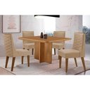 Ver imagem 1 de Conjunto: Mesa Sala Jantar Berlim Tampo Curvo 90cm+4 Cadeiras Dafne Madeira Naturale - Capuccino/