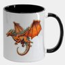 Caneca Branca com Interna Preta Y3 Dragão Laranja Desenho Cartoon - 1