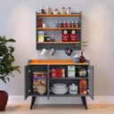 Ver imagem 2 de Kit Casa Completa Aparador Buffet Wood New Armário Prateleiras Ganchos Amélia - Cinza/cinamomo -