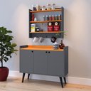 Ver imagem 4 de Kit Casa Completa Aparador Buffet Wood New Armário Prateleiras Ganchos Amélia - Cinza/cinamomo -