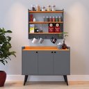 Ver imagem 3 de Kit Casa Completa Aparador Buffet Wood New Armário Prateleiras Ganchos Amélia - Cinza/cinamomo -