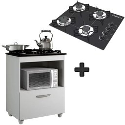Kit Balcão Salvia Mais Fogão Cooktop 4 Bocas Preto Chamalux - 1
