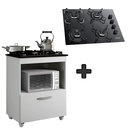 Ver imagem 1 de Kit Balcão Salvia Mais Fogão Cooktop 4 Bocas Preto Itatiaia