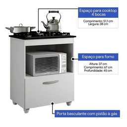 Kit Balcão Salvia Mais Fogão Cooktop 4 Bocas Preto Itatiaia - 5