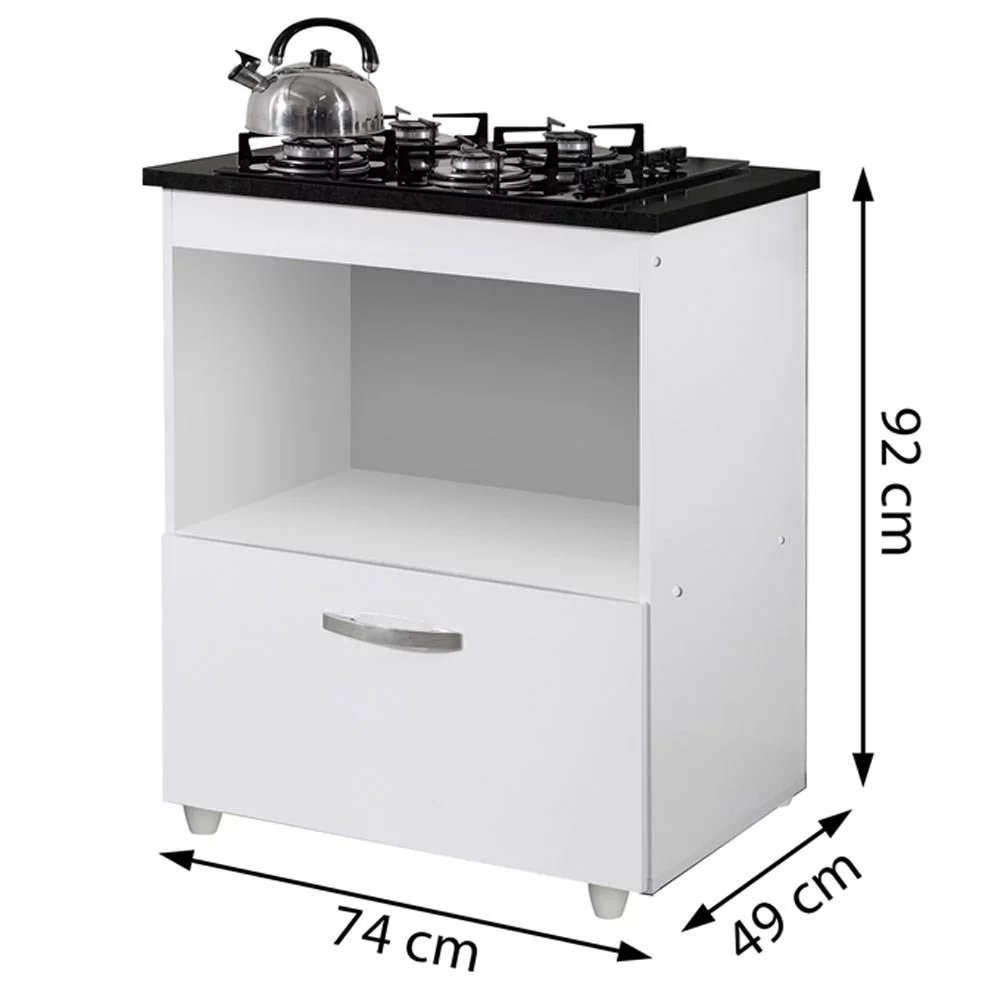 Kit Balcão Salvia Mais Fogão Cooktop 4 Bocas Preto Chamalux - 3