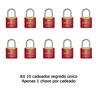 Kit com 10 Cadeados Papaiz 25 Mm Vermelho Ka1 - 2