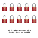 Ver imagem 2 de Kit com 10 Cadeados Papaiz 25 Mm Vermelho Ka1