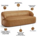Ver imagem 3 de Sofá 3 Lugares Curvo Orgânico para Sala Living 180cm Barolo L06 Couro Camel - Lyam Decor