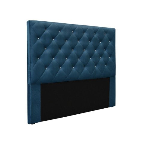 Cabeceira Cama Box Solteiro 90 Cm Tania Veludo Azul Marinho S04 - D'Rossi