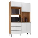 Ver imagem 1 de Kit Cozinha Compacta 4 Portas 120 cm Livia Amendoa Branco Reajl