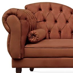 Recamier Divã Cancun 140cm com Capitonê - Direita Suede - Ecotec Decor - Marrom - 2