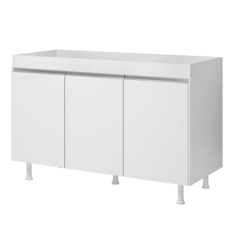 Balcão Buffet Gabinete de Cozinha Lux 119cm 100% Mdf sem Tampo 03 Portas Branco - Abmaza
